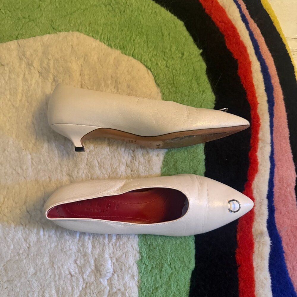 Marni Ring-Pierced Leather Kitten Heel